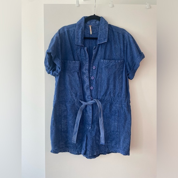 FREE PEOPLE Rhodes chino Coverall / romper shorts - Picture 2 of 5